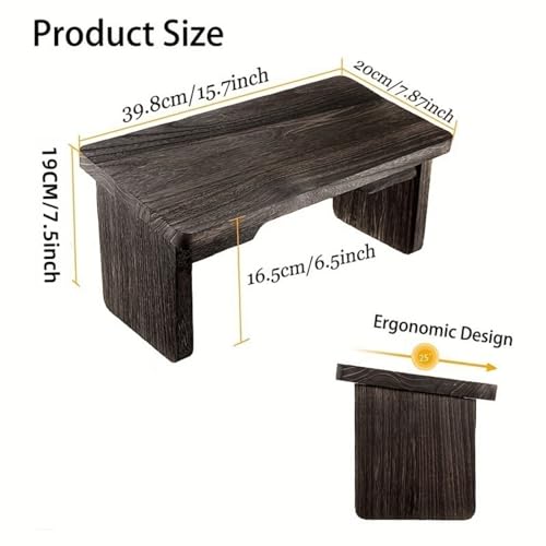 Kneeling Chair,Meditation Bench Kneeling Stool,Perfect Wooden Kneeling Stool Ergonomic Kneeling Meditation Yoga Bench, with Locking Hinges, for Tea Ceremony, Yoga, Praying, Deep Meditation Bench(Black - color: Black