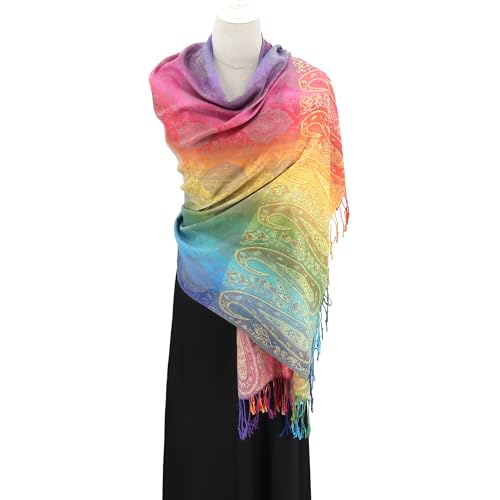 Rave Pashmina Scarf, Fashion Colorful Shawls and Wraps Soft Festival Scarves - color: A-camel