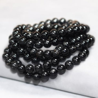 8mm Natural Gemstone Stretch Bracelet, Handmade Unisex Crystal Bracelets for Meditation, Yoga, Spiritual Healing & Positive Energy - color: Black Tourmaline