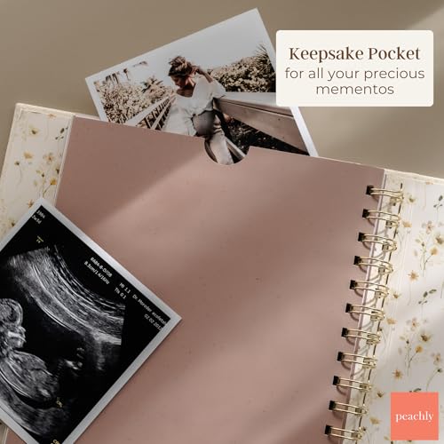 Peachly Pregnancy Journal - Linen Pregnancy Book to Capture Every Milestone - Pregnancy Must Haves - Baby Book Keepsake Pregnancy Journals For First Time Moms and Experienced Moms - color: Beige