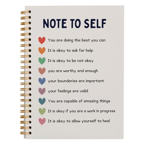 Note to Self Mental Health Notebook, Self Love Gifts, Mental Health Journal for Women, Inspirational Mental Health Gifts, Therapy Journal for Mental Health, Spiral Notebook 5.5x8.3 Inch - color: Note to Self - White