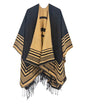 MissShorthair Women's Printed Shawl Wrap Fashionable Open Front Poncho Cape, Gift for Women - color: Black&camel