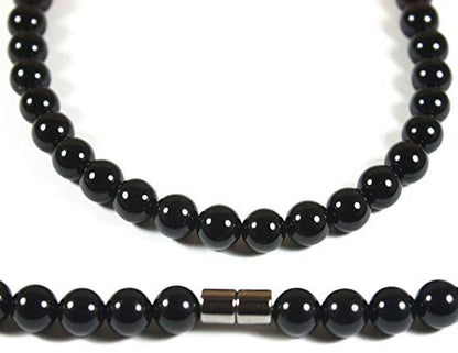 Men's Healing Crystal Necklace - 16/19/24/30 Inch Beaded Chains with 6/8/10/12/14/16mm Gemstones Handmade in USA - color: A: 6mm Black Onyx, size: 16 inches