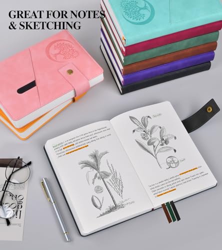 Blank Journal Notebook, A5 Hardcover Leather Sketchbook with 200 Pages Thick Blank Paper for Men Women, Unlined Drawing & Writing Journal, 5.9" x 8.4" Plain Notebook (black) - color: Black, size: Blank Page