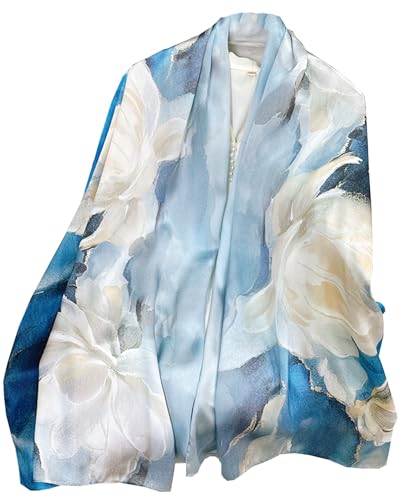 Dress Scarves Shawl Wraps Long Silky Scarf for Women Dressy Fashion Lightweight for Decorative Formal Evening Gowns - color: 1035-blue Oil Painting