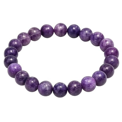 Amazing Gemstone Crystal Bracelet for Women Men's Gifts - Protection Healing Crystal Bracelet - 8mm Gemstone Beaded Stretchable Bracelet Pulseras Para Hombres Mujer Stocking Stuffers Mothers Day Gift (Lepidolite) - color: Lepidolite