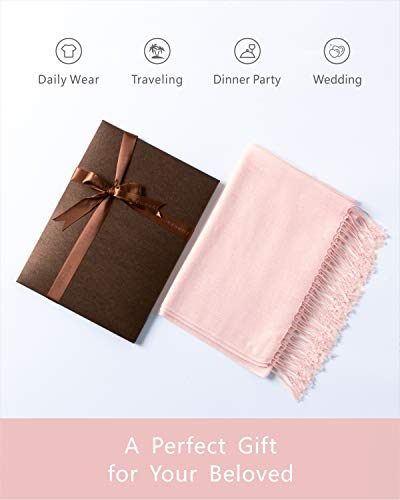 EURKEA Women's Scarf Pashmina Silky Soft Shawls Wraps Stole for Evening, Wedding and Gift - color: Peony