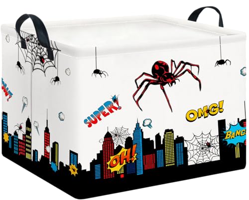 CLOCOR Rectangular Storage Basket Empty,Gift Basket,Waterproof Storage Bin with Handles,Room Decor(City Web) - color: City Web