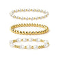 Zeffy Gold Pearl Beaded Bracelet for Women, 14K Gold Plated Jewelry Set With Paperclip Link Chain, Trendy Stack Bracelets - style: 3PCS Pearl Beaded Bracelets