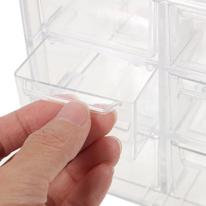 Holibanna 9-compartment Plastic Drawer Box, Desktop Dustproof Storage Organizer for Jewelry and Sundries, Stackable Makeup and Desk Drawer Case