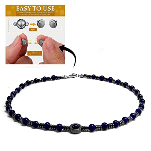 Healing Stress Anxiety Meditation Grounding Energy Gemstone Necklace Series - color: Healing Gemstone Necklace Series-Natural Lapis Lazuli -6 mm 18 inch- Stone