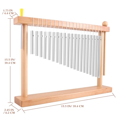 EASTROCK 20 Note Chime Table Wind Chime Bar Percussion Instrument Single Row Chime Hand Chimes Relaxing Meditation Healing Sound Desktop Decoration (Silver) - color: Sliver