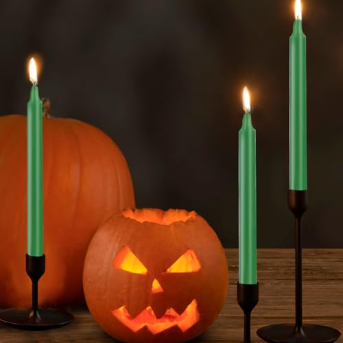 24 Pack Green Spell Chime Candles – Premium Mini Unscented Taper Candles for Rituals, Prayer, Meditation, Altar, Spells – 4" Tall – Ideal for Witches & Spiritual Practices - color: Green