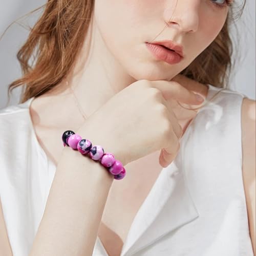 Natural Energy Healing Stone Charm Bracelet 8mm Natural Energy Healing Lava Rock Bracelet - Unisex - size: Small