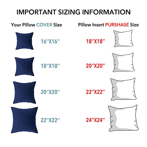 Oubonun 22"x22" Pillow Inserts (Set of 4) - 100% Cotton Cover, Square Throw Pillow Inserts for Couch, Sofa, Bed - Decorative 22 Inch White Pillow Inserts - style: 22x22 Inch (Pack of 4)