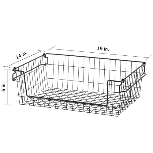 TRINITY 2-Pack Stackable Metal Wire Storage Baskets With Handles, Black, 19 Inches - color: Black, size: 19 Inches