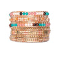 YGLINE Natural Stone Wrap Bracelet for Women Boho Bracelets Healing Crystal Beaded Bracelet Adjustable 3/5 Wraps Bracelet Handmade Birthday Gifts for Women - color: golden