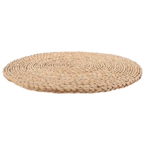 Tofficu Woven Meditation Cushion Yoga Floor Pillow 40x40cm Dark Natural Straw Mat Sitting Pad for Zen Practice and Home Decor