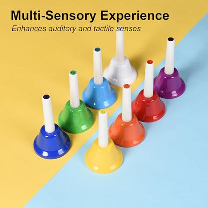 8 Note Hand Bells for Kids Adults, Colorful Merry Handbells Set Musical Instruments