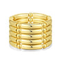 Gold Chunky Bangles Bracelets For Women 14k Gold Plated Stack Layered Curved Bamboo Tube Stretch Bracelets Gift Jewelry - color: 5pcs Gold-8mm