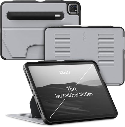 ZUGU Case iPad Pro 11 Inch Case, 1st/2nd/3rd/4th Generation 2018/2020/2021/2022, Slim Protective Cover w/Wireless Apple Pencil Charging, Convenient Magnetic Stand & Sleep/Wake Cover, Arctic Gray - color: Arctic Gray