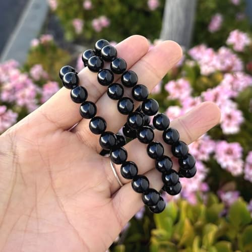 Adabele 1pc Natural Stretch Gemstone Bracelet 8mm (0.31") Bead 7" to 8.5 inch Healing Crystal Energy Quartz Chakra Jewelry Women Unisex Birthday Gift - color: Grade A Black Tourmaline, size: 7 inch