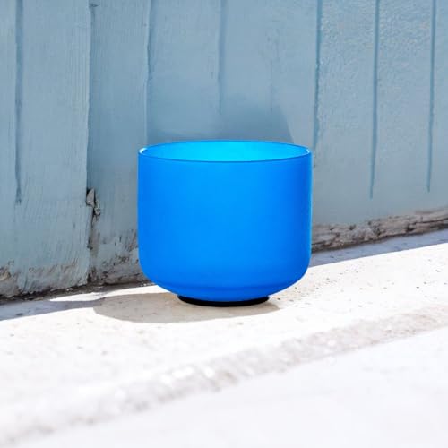 8 inch Blue G Note Throat Chakra Quartz Crystal Singing Bowl, for Healing Mindfulness Meditation Yoga Sound Baths, with Rubber Mallet O-ring - color: Blue G Note Throat Chakra, size: 8 inch