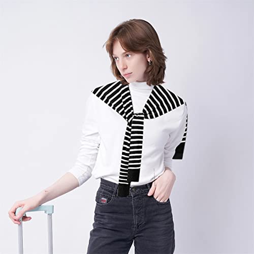 WaJuemy Sweater Shawl Wraps for Women Sweater Knitted Knotted Shawls Travel Casual Scarf Cape Shoulder Tops Fashion Wrap - color: Black/White