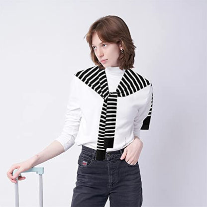 WaJuemy Sweater Shawl Wraps for Women Sweater Knitted Knotted Shawls Travel Casual Scarf Cape Shoulder Tops Fashion Wrap - color: Black/White
