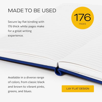 Oriole Vegan Leather Ruled Notebook - Deep Blue | 176 Pages of Thick Lined Paper | Soft Touch Hardcover Journal (5 x 8 in) with Gold Foil Bird Design & Luxury Gift Box - color: Deep Blue