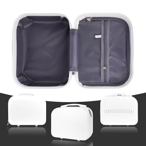 White Portable Makeup Case 14inch Cosmetic Case Travel Toiletry Hand Luggage Carrying Case - color: WHITE