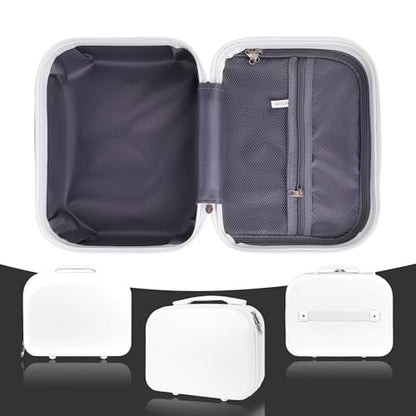 White Portable Makeup Case 14inch Cosmetic Case Travel Toiletry Hand Luggage Carrying Case - color: WHITE