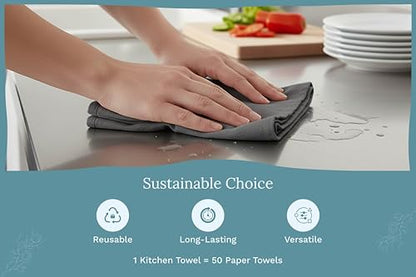 Organic Cotton Gray Tea Towels - 10 Pack, 27"x27", 100% Cotton Gray Flour Sack Towels for Kitchen and Baking Use - Durable, Absorbent and Customizable Dish Towels (10 Pack) - color: Gray