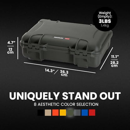 NANUK 910 Empty Waterproof Hard Case – 14.3” x 11.1” x 4.7”, Protective Case for Gear – Impact-Resistant, Dustproof, Airline Carry-On Approved – Made in Canada, Olive - color: Olive, style: Empty