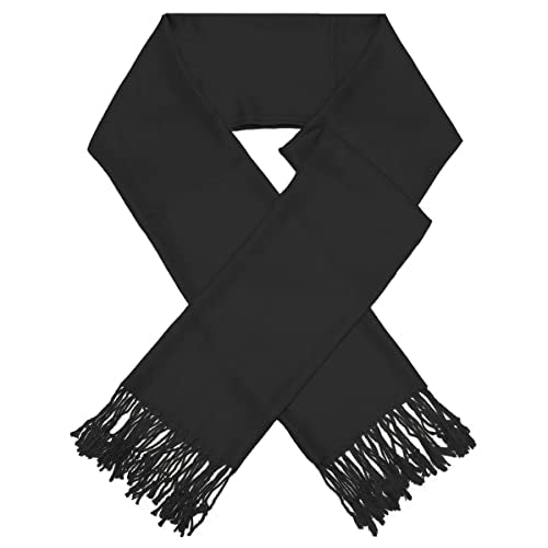 Glory Max Women Large Soft Silky Pashmina Shawl Wrap Scarf in Plain Solid Colors - color: Black