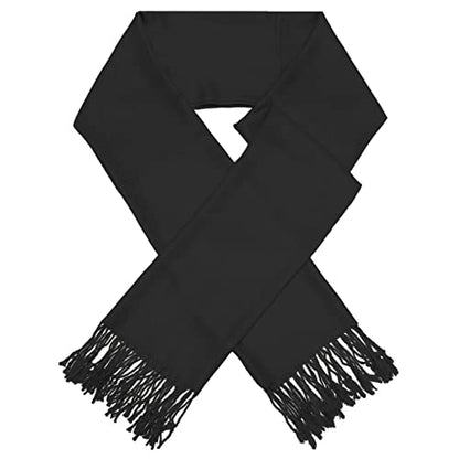Glory Max Women Large Soft Silky Pashmina Shawl Wrap Scarf in Plain Solid Colors - color: Black
