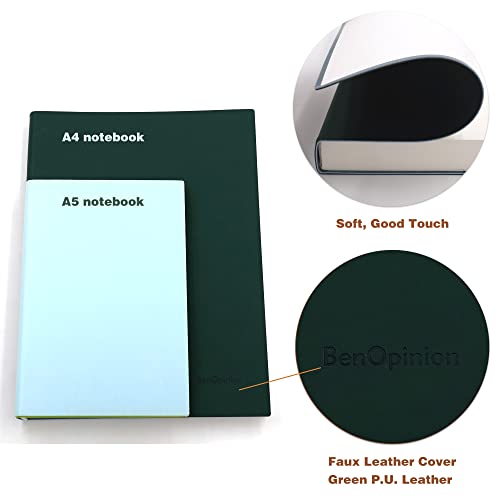 Large Blank Notebook Journal for Writing Drawing, Soft Faux Leather Cover, 100GSM Papers, 320 Pages, A4 8.4x11.4 inches Sketch Book(Green, Plain) - color: Green, Plain