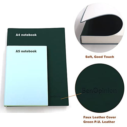 Large Blank Notebook Journal for Writing Drawing, Soft Faux Leather Cover, 100GSM Papers, 320 Pages, A4 8.4x11.4 inches Sketch Book(Green, Plain) - color: Green, Plain