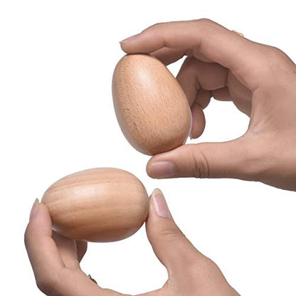 4 Pcs Musical Hand Percussion Instrument Set, Includes 1 Pair 8 Inch Rhythm Sticks Wood Claves and 1 Pair Wood Egg Shakers for Kids