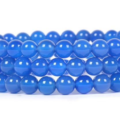 Justinstones Gem Semi Precious Gemstone 6mm Round Beads Stretch Bracelet 6.5 Inch Unisex - color: Blue Agate