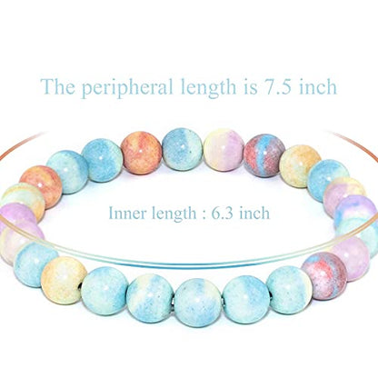 8mm Natural Gemstone Stretch Bracelet, Handmade Unisex Crystal Bracelets for Meditation, Yoga, Spiritual Healing & Positive Energy - color: Rainbow Bridge Agate