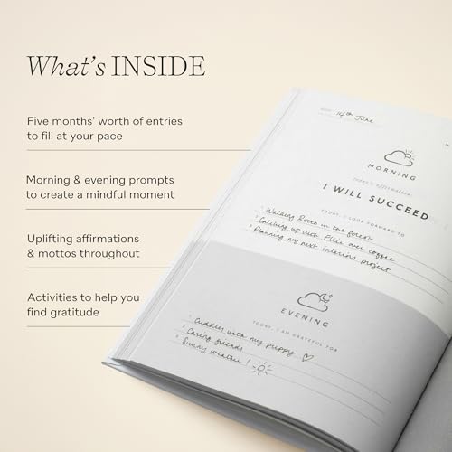 Papier Gratitude Attitude Journal - Pink Hardcover | Daily Prompts, Morning & Evening Manifestation & CheckIn | Undated Planner | For Affirmation, Reflection, Mindfulness & Meditation | Self Care Gift