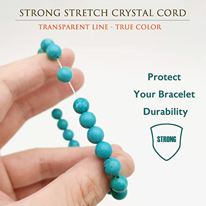 Morchic 8mm Genuine Gemstone Stretch Bracelet for Women Men Unisex, Natural Energy Crystal Stone Beads, Classic Simple Design Cuff Birthday Gift 7.5 Inch - color: Turquoise