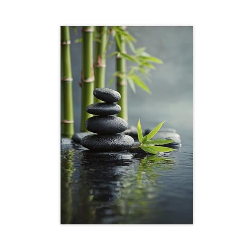 Zen Garden With Bamboo And Stone Ation For Relaxation Suitable For Wall Decoration Art Studio Decoration Home Decoration And Bedroom Decoration It Can Also Be Used For Office Artwork And Abstract Mura - color: Unframe-style, size: 08x12inch(20x30cm)
