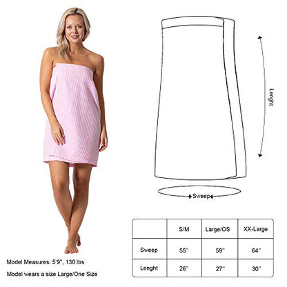 Turkish Linen Women’s Waffle Spa Body Wrap with Adjustable Closure - color: Pink, size: One Size