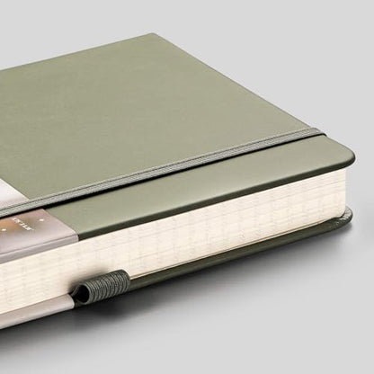 EMSHOI Graph Paper Notebook - 256 Pages A5 Graph Notebook/Journal, Hard Cover, 120gsm Thick Paper, Smooth PU Leather, Inner Pocket, 5.75'' × 8.38''- Olive Green - color: Green, size: A5-Graph