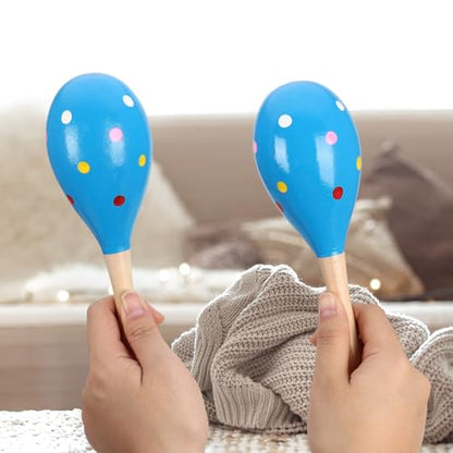 2 Pcs Maracas, 9 Inch Hand Percussion Rattles, Wooden Rumba Shaker Hand Musical Instruments with Clear Rhythm for Music Leraning (Blue-9 Inch) - color: Blue-9 Inch