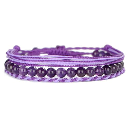 QOGIR Handmade Healing Bracelet,6mm Natural Gem Stone Bracelet rope bracelet - color: Amethyst(Spiritual Awareness), size: 6mm