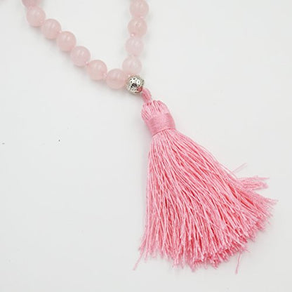 mala Beads Necklace for Women Man, mala Bracelet, Prayer Beads Necklace - color: rose quartz