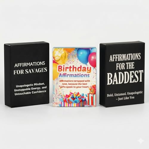 Isaac Liev Affirmation Cards For Women and Men, Sinister, Cynical, Motivational Inspirational Mindset Gifts for Birthdays - Birthday Card - 3Pack Bundle deck - style: 3-PACK BUNDLE - Birthday affirmations , Baddest & Saveage Affirmations